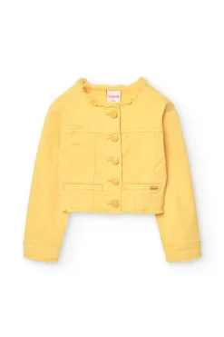 Giacca in twill elasticizzato per bambina di colore giallo