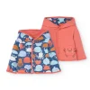 Giacca reversibile a maglia per neonato in colore rosso e con stampa.