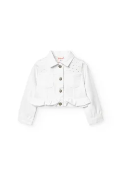 Giacchetta a maglia per bambina in colore bianco