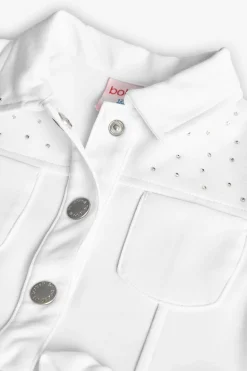 Giacchetta a maglia per bambina in colore bianco
