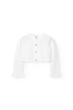 Giacchetta a maglia per neonata in colore bianco