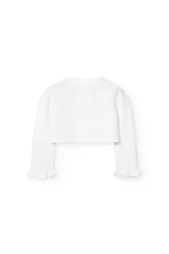 Giacchetta a maglia per neonata in colore bianco
