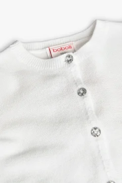 Giacchetta a maglia per neonata in colore bianco