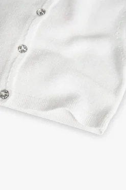 Giacchetta a maglia per neonata in colore bianco