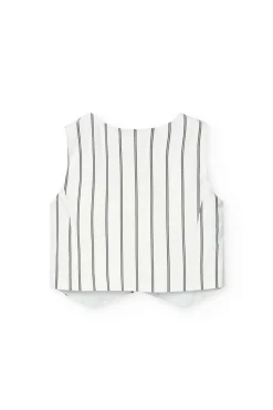 Gilet a maglia per bambina a righe bianche e nere