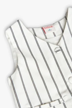 Gilet a maglia per bambina a righe bianche e nere