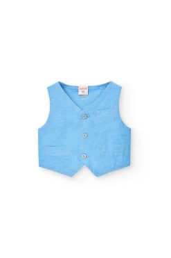 Gilet di lino per bambino in colore azzurro.