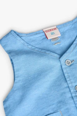 Gilet di lino per bambino in colore azzurro.