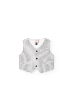 Gilet oxford per bambino a righe grigie e bianche.