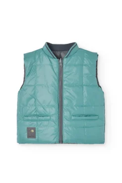 Gilet reversibile per bambino in colore grigio e verde
