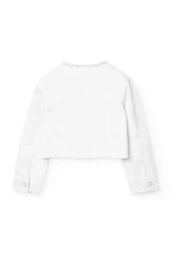 Giubbotto in tessuto elastico per bambina di colore bianco.