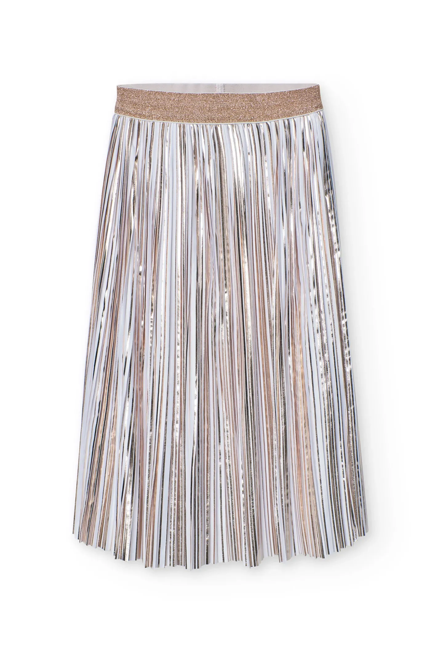 Gonna a pieghe in maglia per bambina di colore bianco