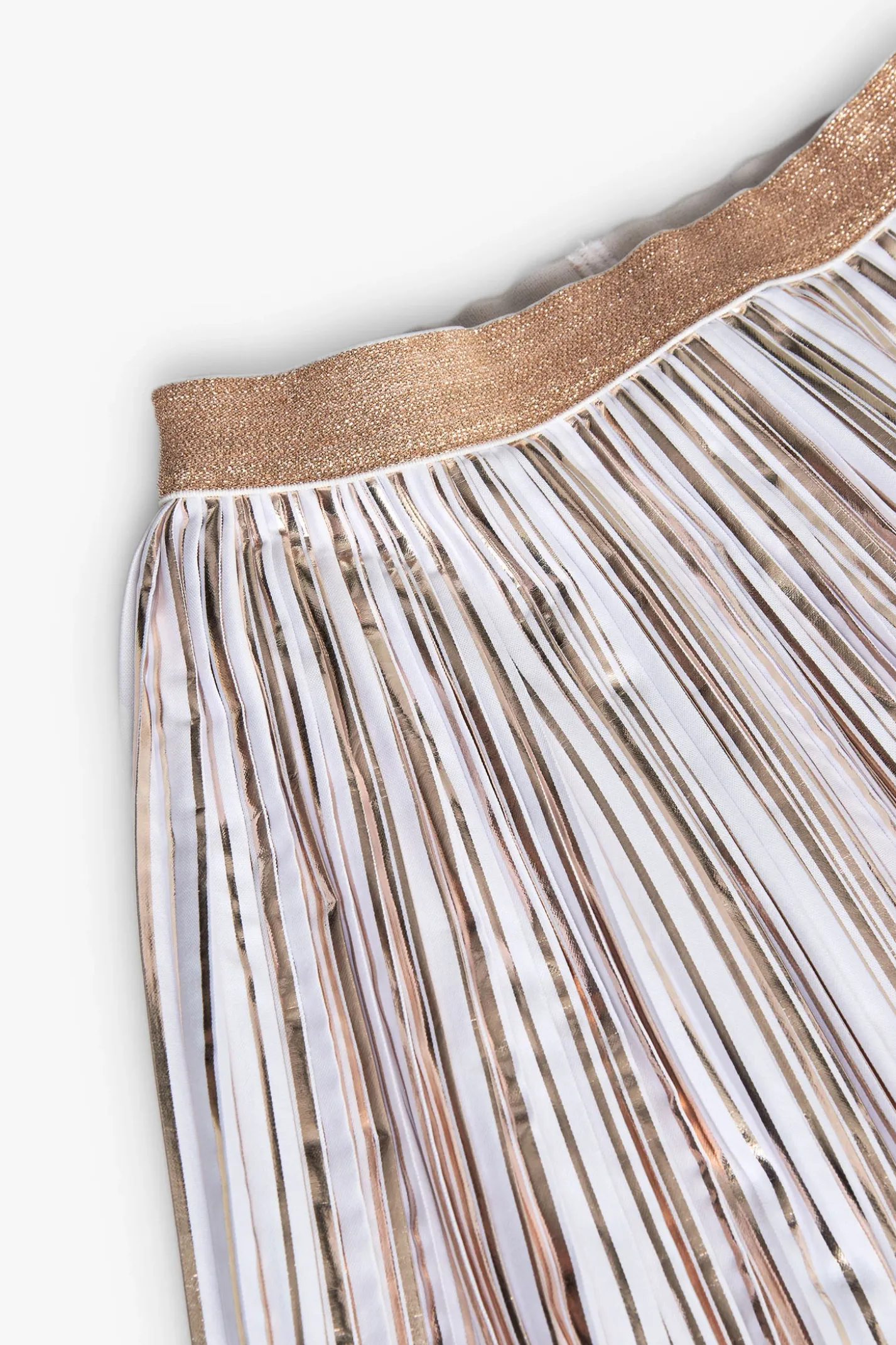 Gonna a pieghe in maglia per bambina di colore bianco