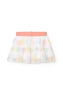 Gonna di tulle per neonata con stampa di cuori