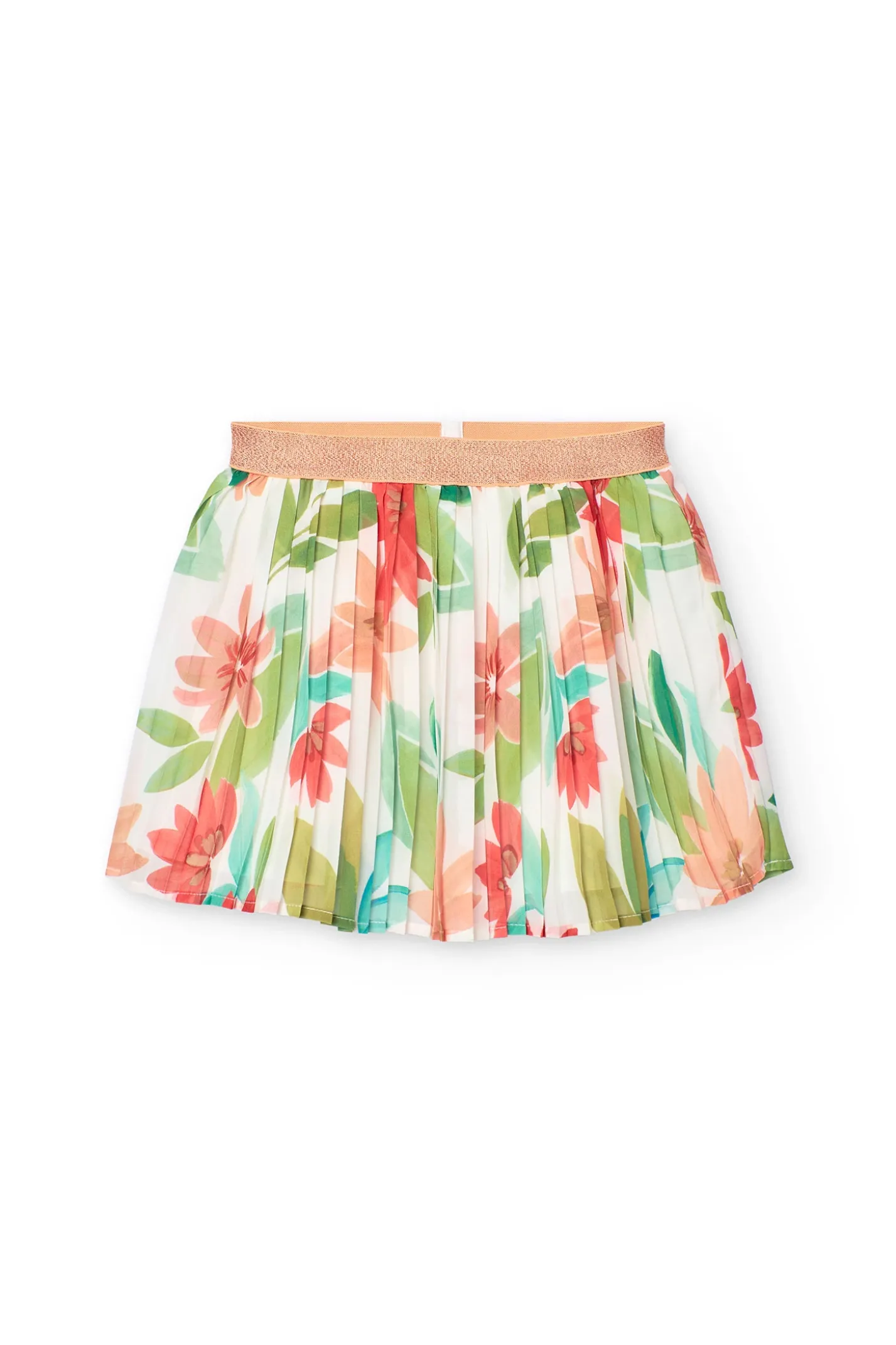 Gonna in chiffon plissettata per bambina con stampa floreale
