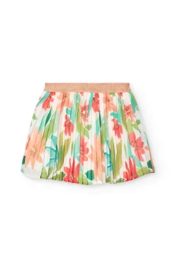 Gonna in chiffon plissettata per bambina con stampa floreale