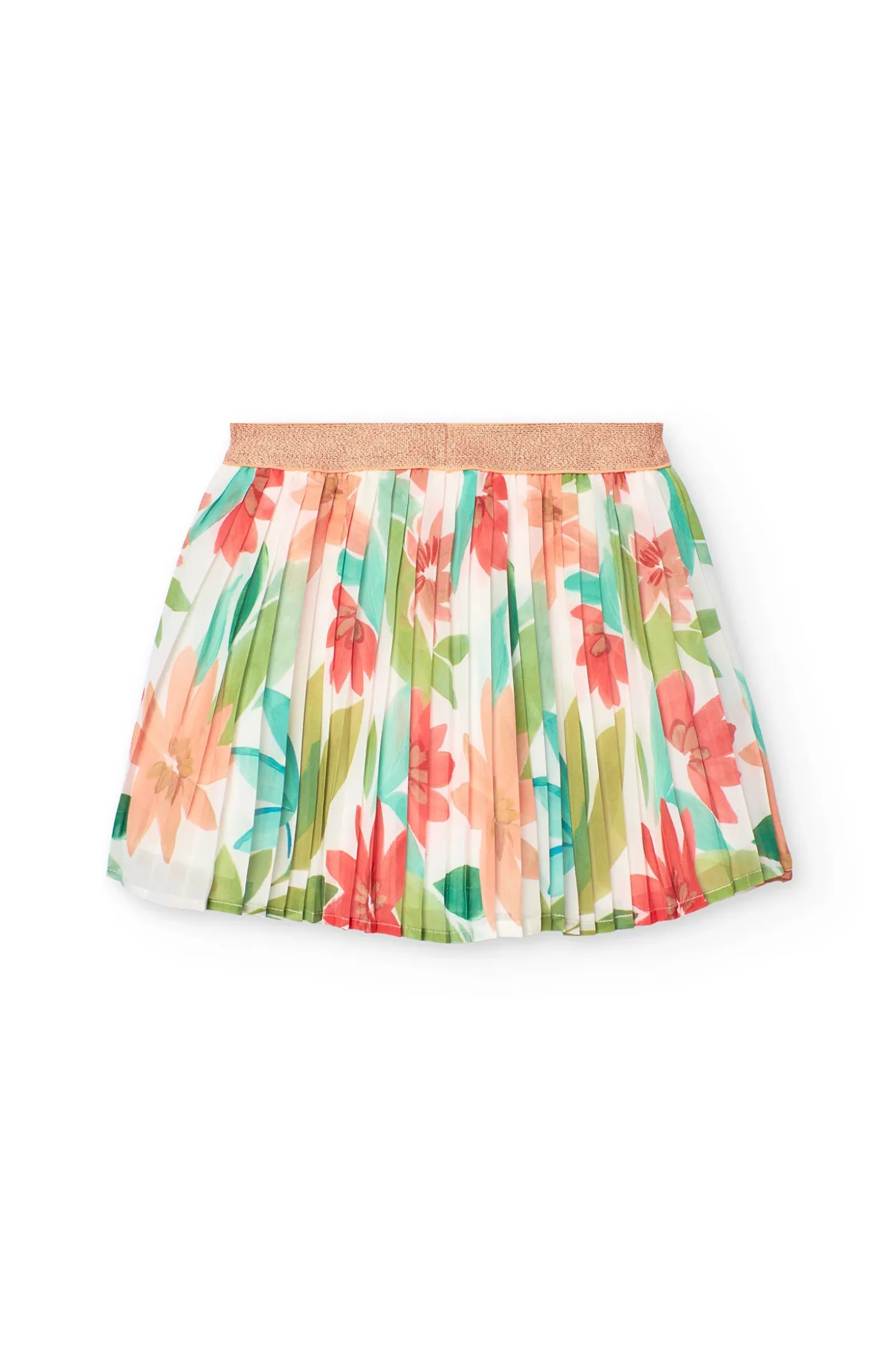 Gonna in chiffon plissettata per bambina con stampa floreale