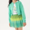 Gonna in tulle plissettato per bambina di colore verde