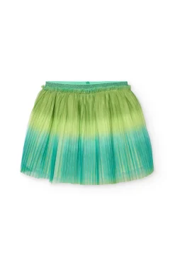 Gonna in tulle plissettato per bambina di colore verde