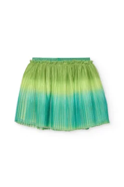 Gonna in tulle plissettato per bambina di colore verde