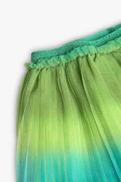 Gonna in tulle plissettato per bambina di colore verde