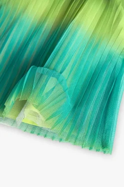 Gonna in tulle plissettato per bambina di colore verde