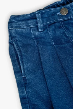 Gonna-pantaloncino in denim elastico per bambina di colore blu