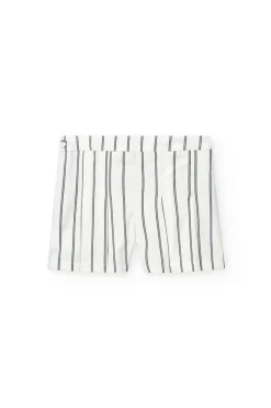 Gonna-pantaloncino in maglia per bambina con righe in bianco e nero.