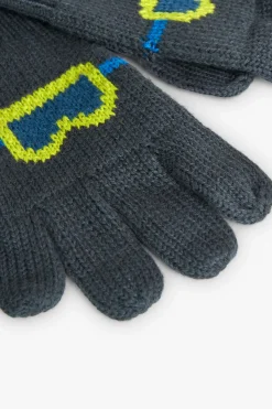 Guanti in maglia per bambino in grigio con occhiali
