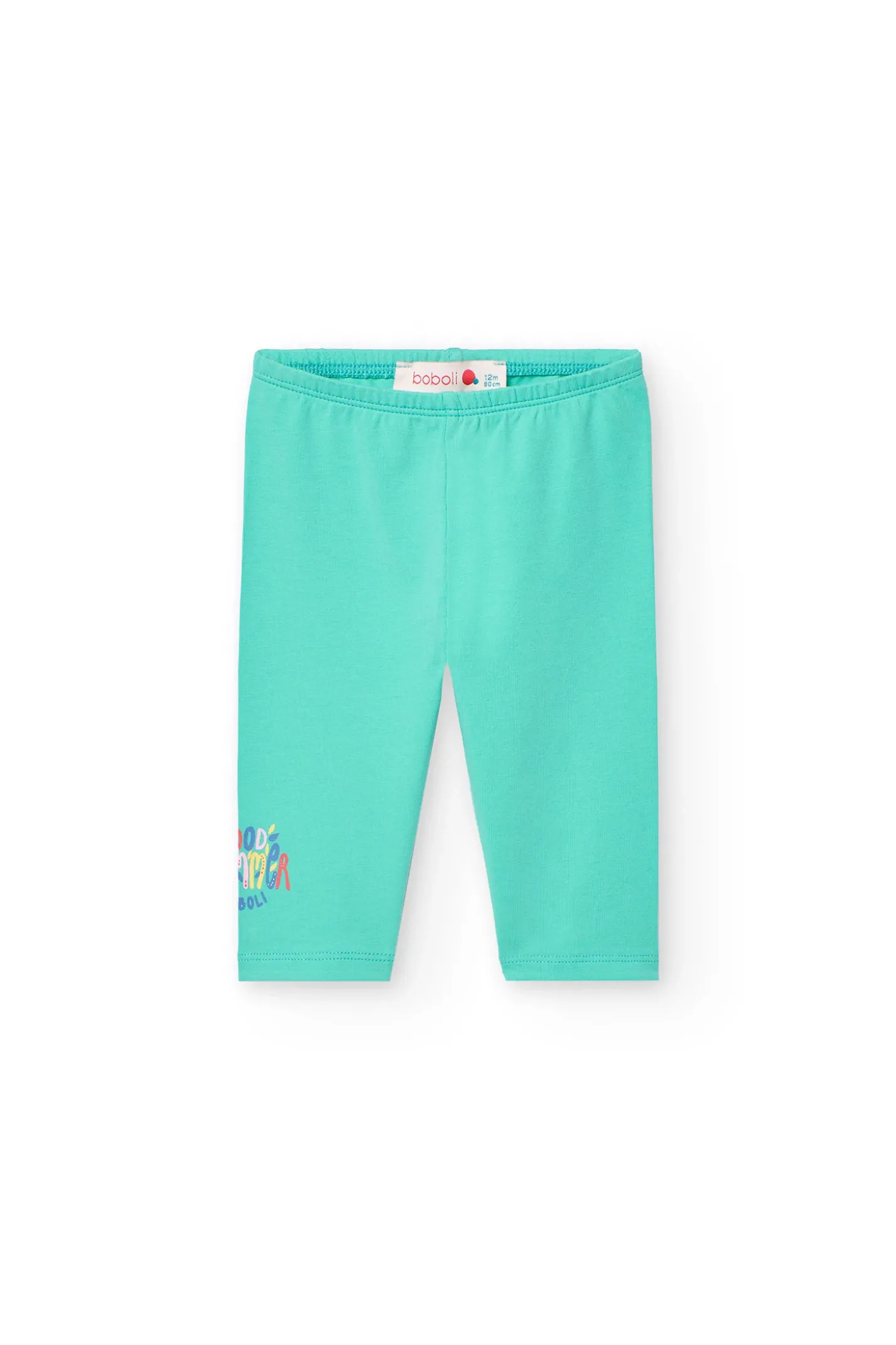 Leggings a maglia per bambina in colore verde.