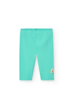 Leggings a maglia per bambina in colore verde.