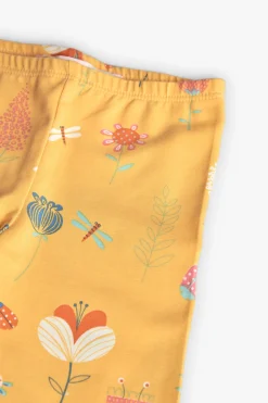 Leggings a maglia per bambina in colore giallo con stampa