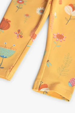 Leggings a maglia per bambina in colore giallo con stampa
