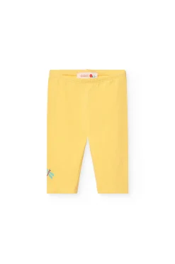 Leggings alla pirata in maglia per neonata di colore giallo