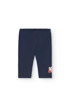 Leggings capri basic in maglia per bambina in colore blu marino