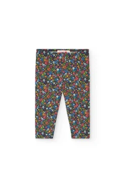 Leggings capri in maglia per bambina con stampa floreale