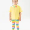 Leggings in maglia per bambina con stampa multicolore