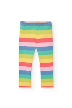 Leggings in maglia per bambina con stampa multicolore