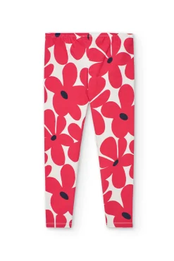 Leggings lavorati a maglia per bambina con stampa floreale