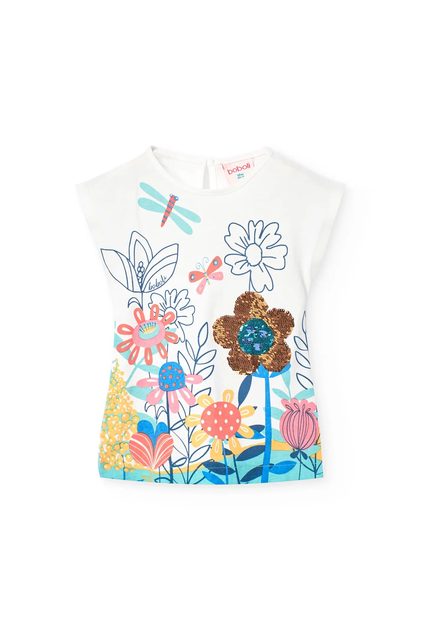 Maglia per neonata con stampa floreale in colore bianco