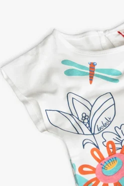 Maglia per neonata con stampa floreale in colore bianco