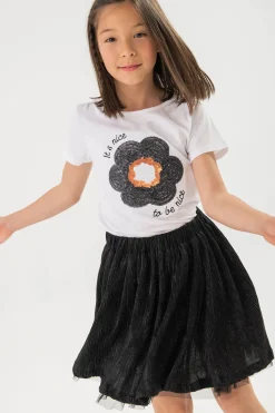 Maglietta a maglia per bambina in bianco