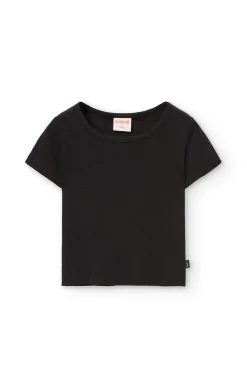 Maglietta a maglia per bambina di colore nero.