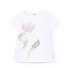 Maglietta a maglia per bambina di colore bianco con disegno di un fiore