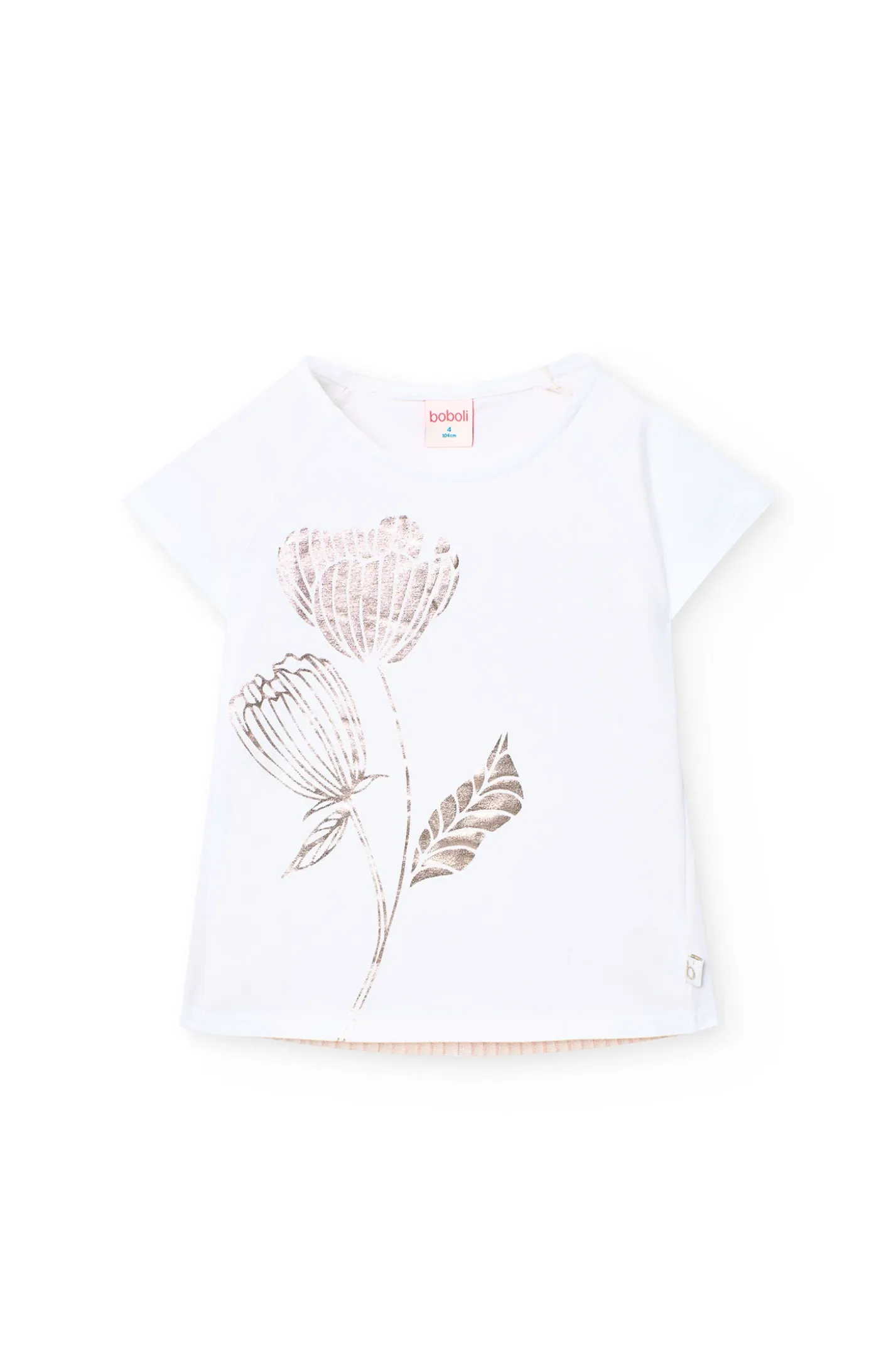 Maglietta a maglia per bambina di colore bianco con disegno di un fiore