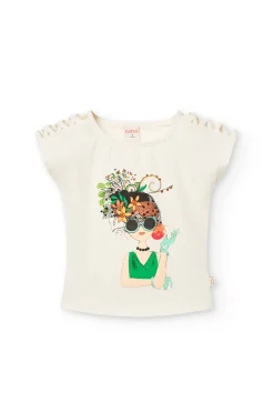 Maglietta a maglia per bambina in colore bianco