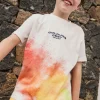 Maglietta a maglia per bambino in colore bianco con stampa a colori.