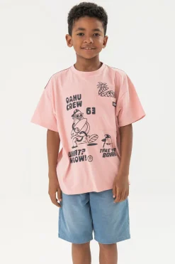 Maglietta a maglia per bambino in colore rosa.