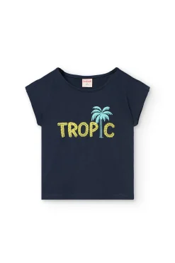 Maglietta a maglia per bambina in colore blu marino