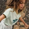 Maglietta a maglia per bambina in colore verde acqua